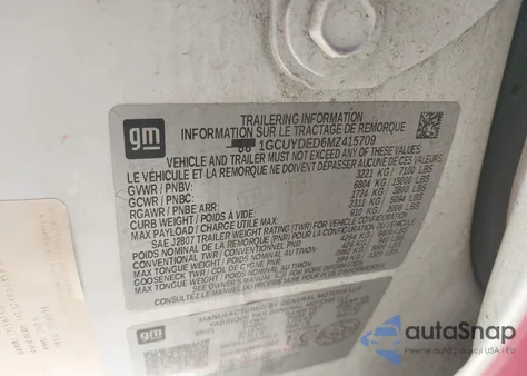 2021 Chevrolet Silverado 1500 4Wd Short Bed Lt/4Wd Standard Bed Lt z USA, uszkodzony, nr VIN 1GCUYDED6MZ415709